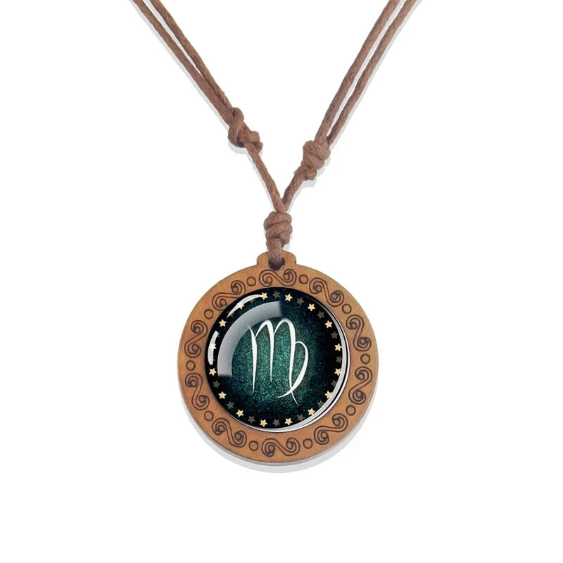 Zodiac Sign Pendant Necklace 12 Constellations Virgo