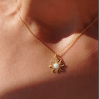 Sun Pendant Necklace with Gold Rhinestones