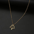 Minimalist Horse Head Pendant Necklace gold