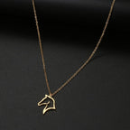 Minimalist Horse Head Pendant Necklace gold