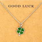 Four-Leaf Clover Pendant Necklace Green Lucky Charm