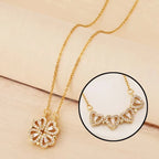 Clover Heart Pendant Necklace with Gold Gift Box
