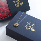 Clover Heart Pendant Necklace with Silver Gift Box