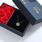 Clover Heart Pendant Necklace with Silver Gift Box