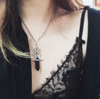 Triple Moon Pendant Necklace Wiccan Witchcraft Woman Black Pentacle