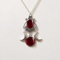 Triple Moon Pendant Necklace Wiccan Witchcraft Woman red