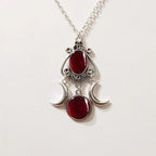 Triple Moon Pendant Necklace Wiccan Witchcraft Woman red