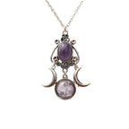 Triple Moon Pendant Necklace Wiccan Witchcraft Woman purple