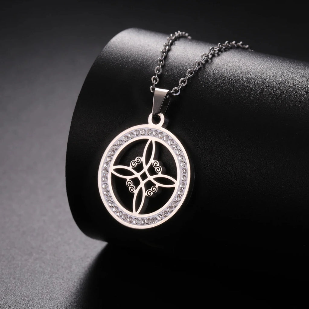 Wiccan Pendant Necklace Witch's Knot Protective Amulet silver