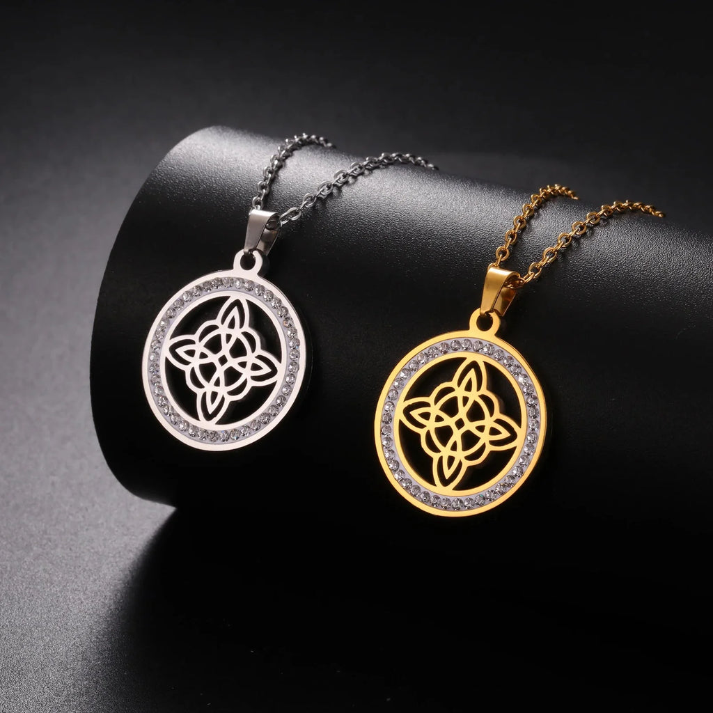 Wiccan Pendant Necklace Witch's Knot Protective Amulet for Women gold