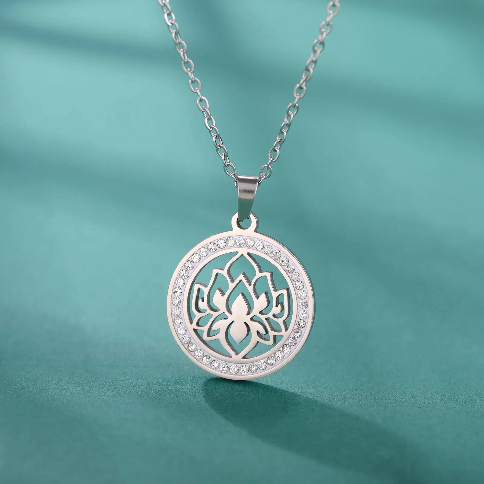 Zen Women's Pendant Necklace Lotus Flower silver