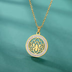 Zen Women's Pendant Necklace Lotus Flower gold