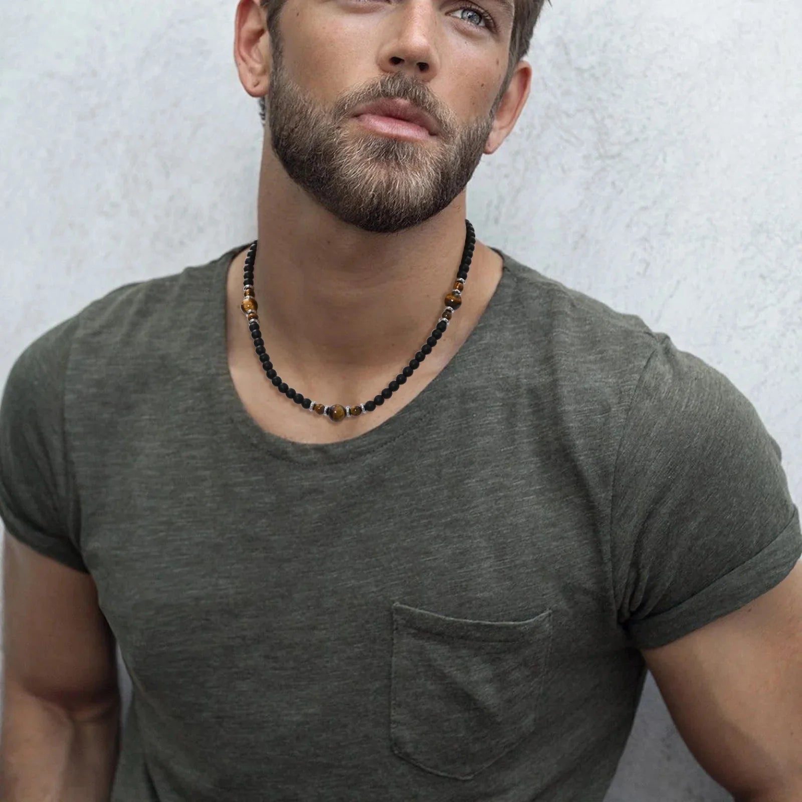 Tiger Eye Stone Necklace for Men