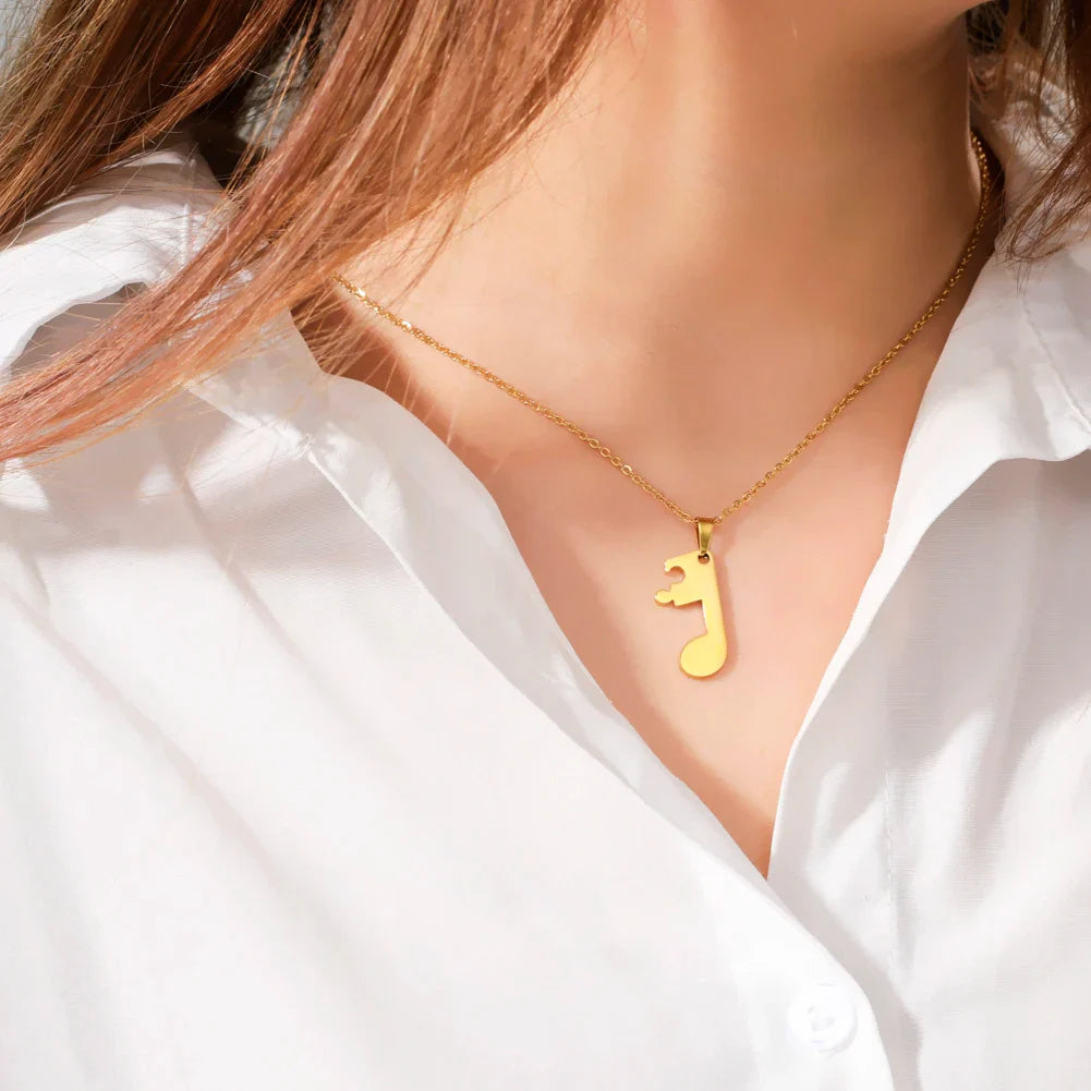 Couples Necklaces Music Note Pendant gold
