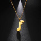 Couples Necklaces Music Note Pendant gold