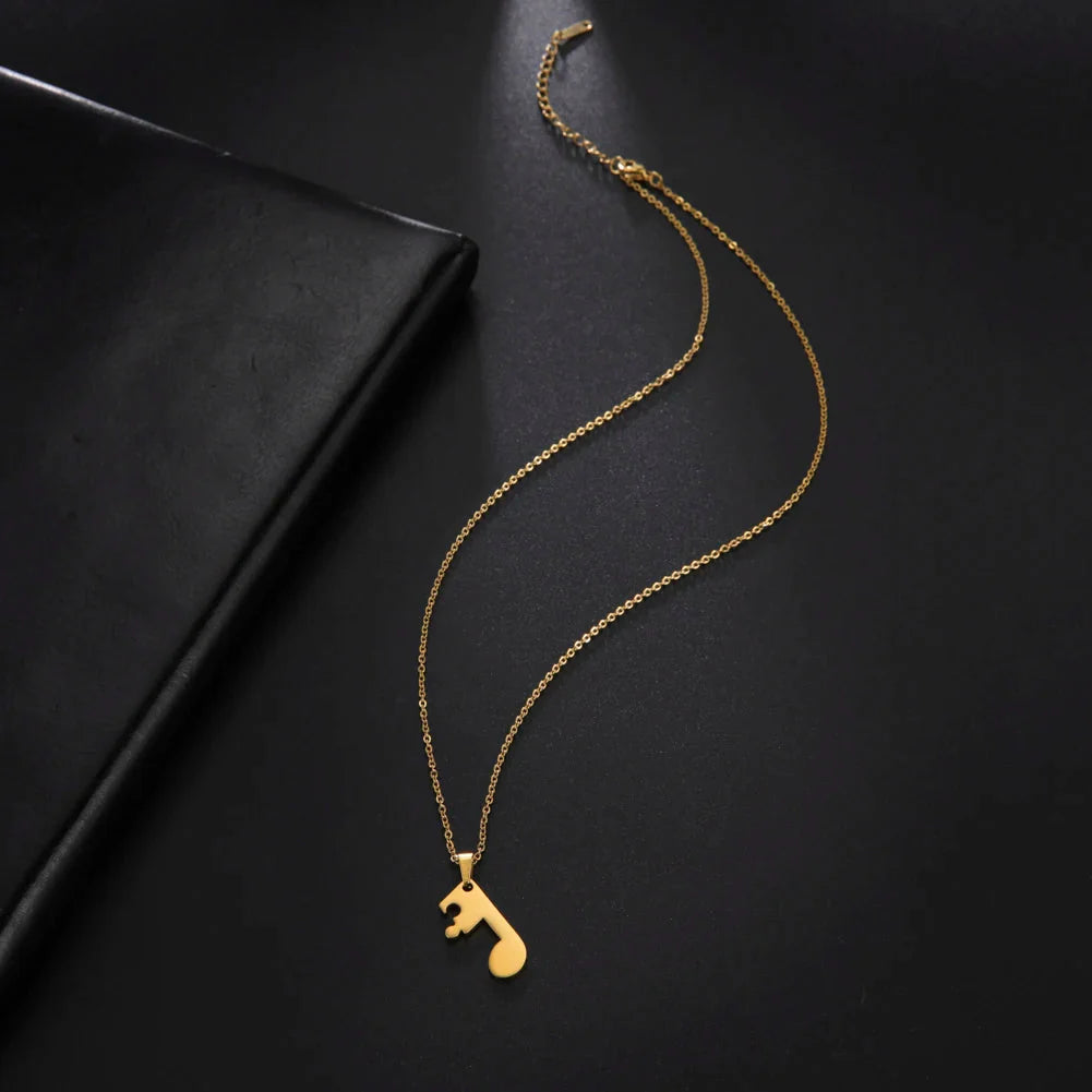 Couples Necklaces Music Note Pendant gold