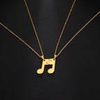 Couples Necklaces Music Note Pendant gold