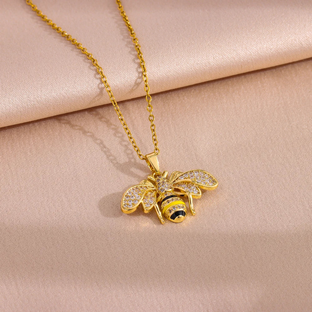 Women's necklace with bee pendant