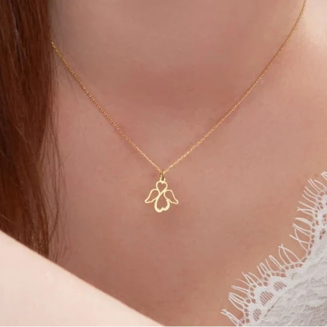 Women's necklace with gold angel wing pendant