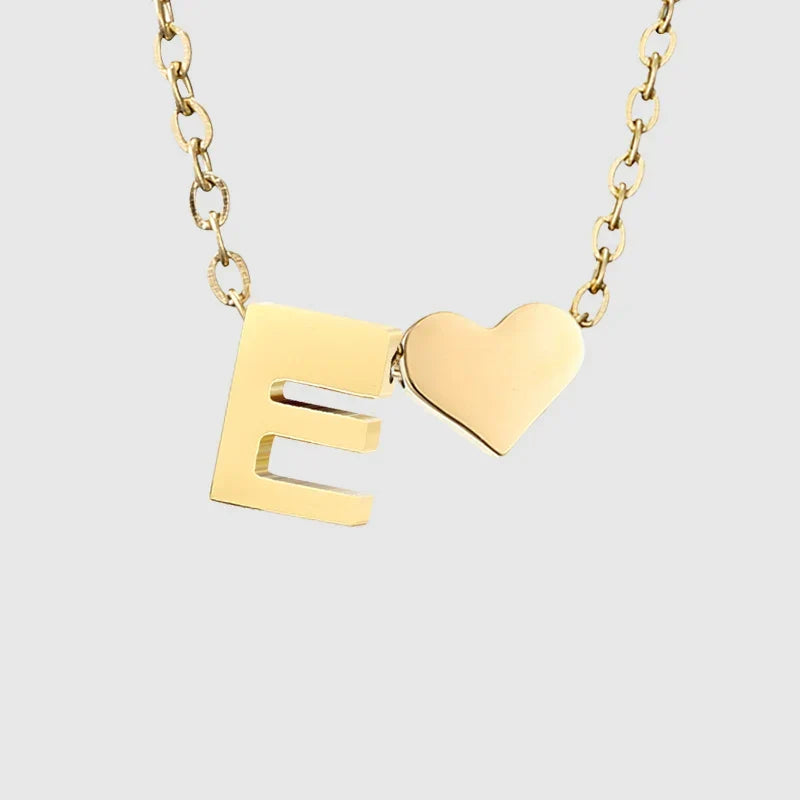 Women's necklace with heart pendant and initial letter