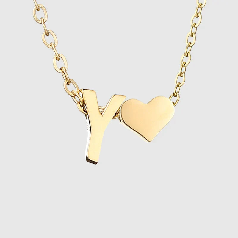Women's necklace with heart pendant and initial letter