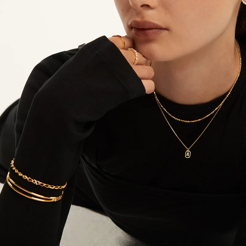 Women's necklace with hexagonal initial pendant