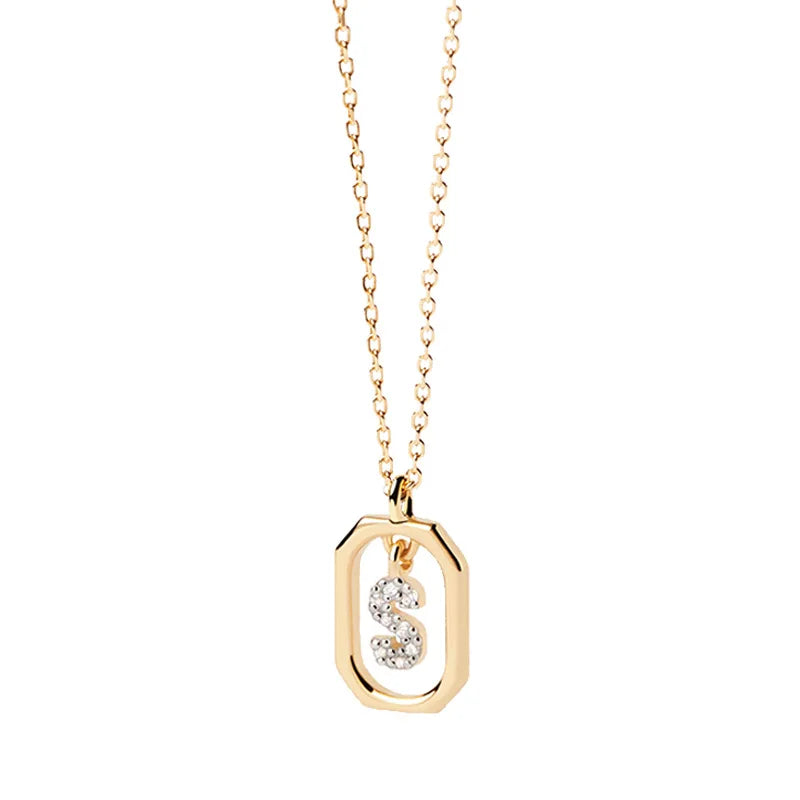 Women's necklace with hexagonal initial pendant s
