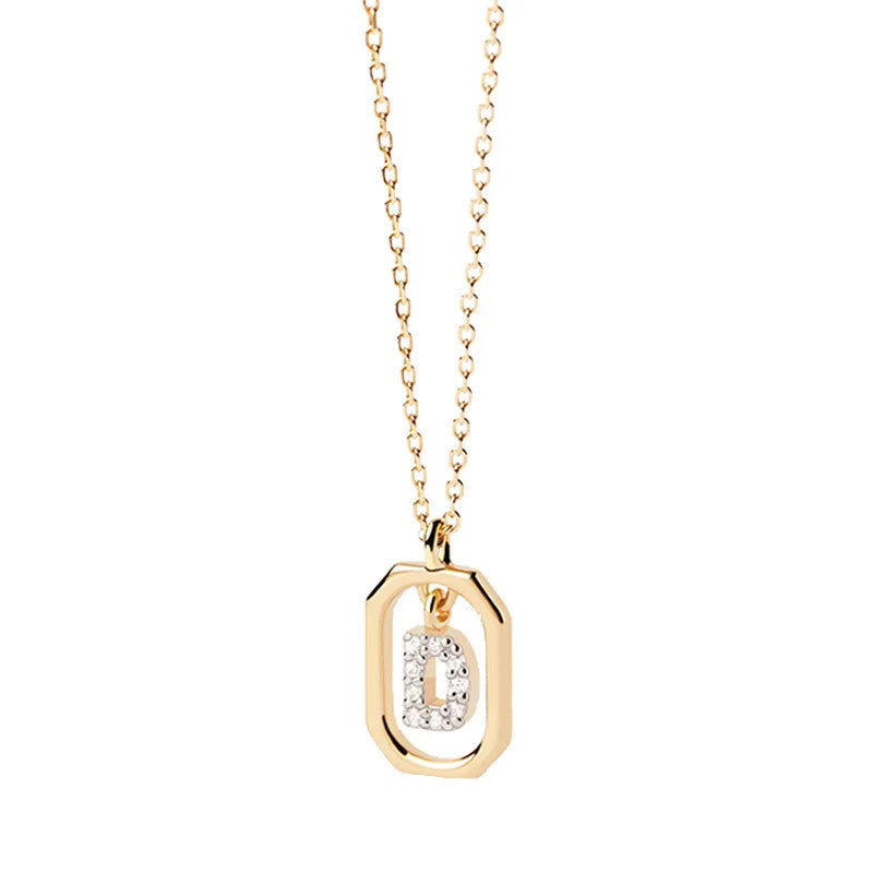 Women's necklace with hexagonal initial pendant d
