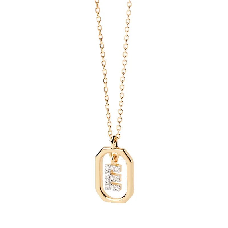 Women's necklace with hexagonal initial pendant e