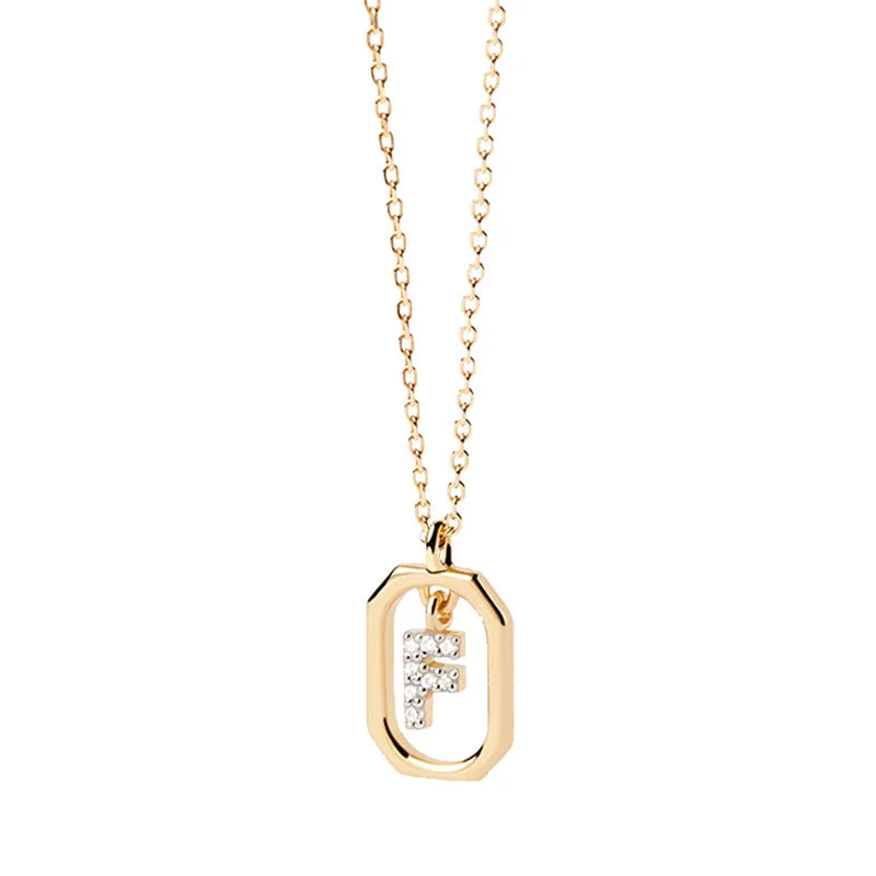 Women's necklace with hexagonal initial pendant f