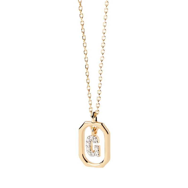 Women's necklace with hexagonal initial pendant g