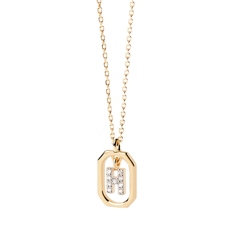 Women's necklace with hexagonal initial pendant h