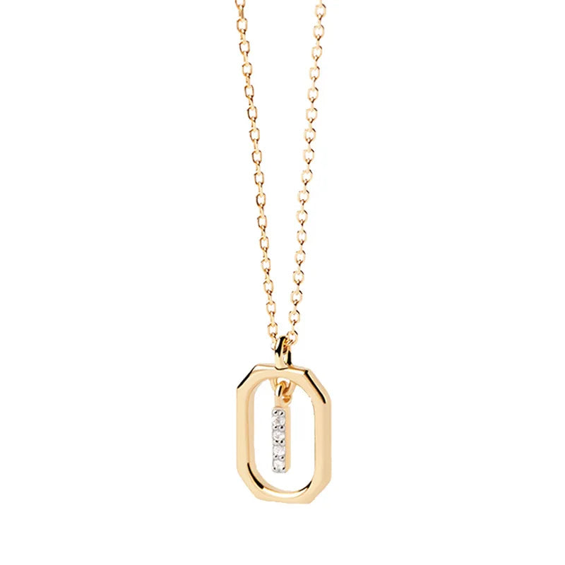 Women's necklace with hexagonal initial pendant i