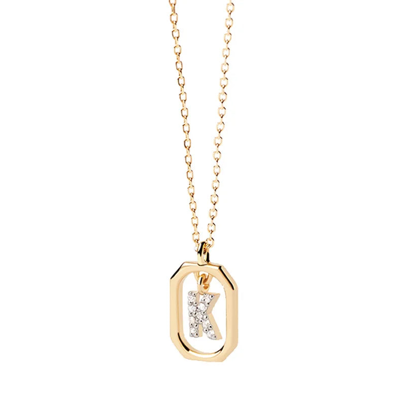 Women's necklace with hexagonal initial pendant k