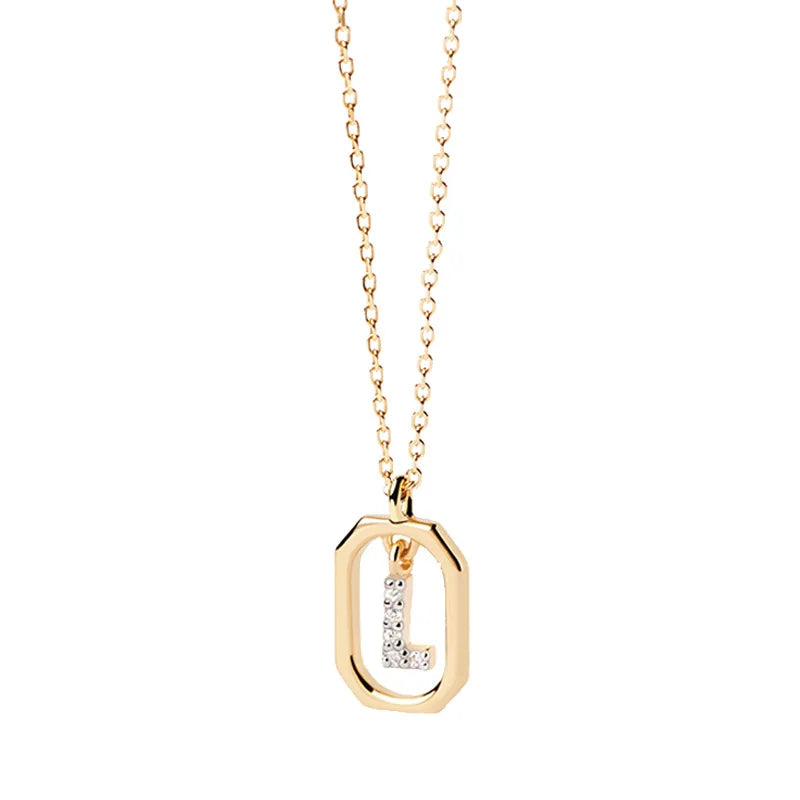 Women's necklace with hexagonal initial pendant l
