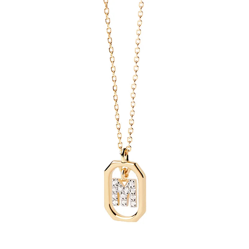 Women's necklace with hexagonal initial pendant m