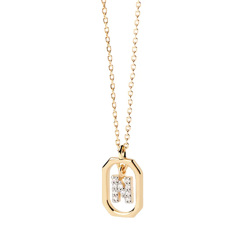 Women's necklace with hexagonal initial pendant n