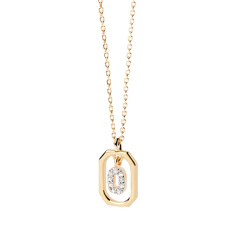 Women's necklace with hexagonal initial pendant o