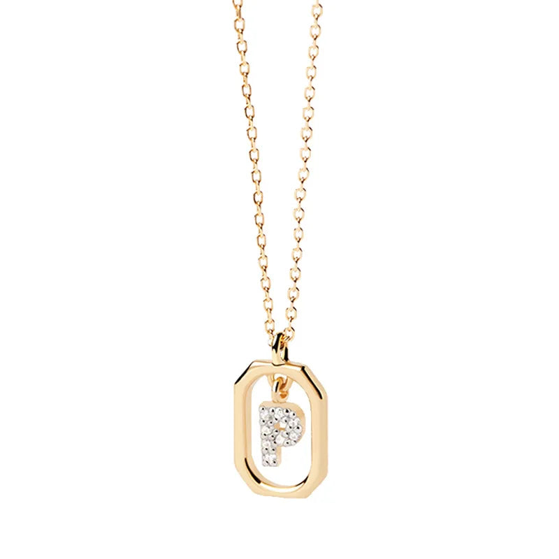 Women's necklace with hexagonal initial pendant p