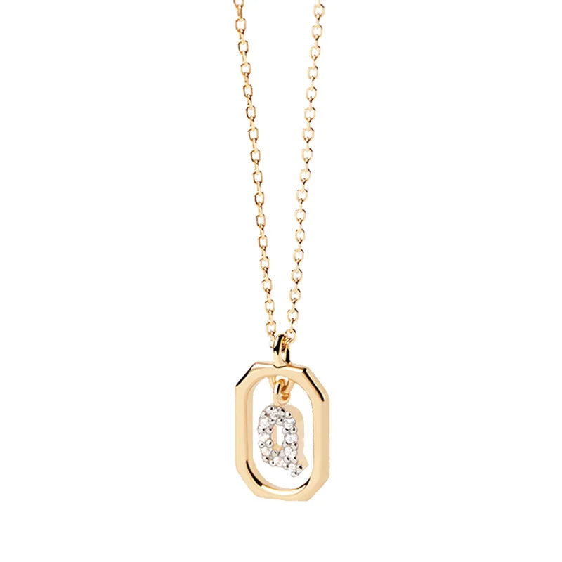 Women's necklace with hexagonal initial pendant q