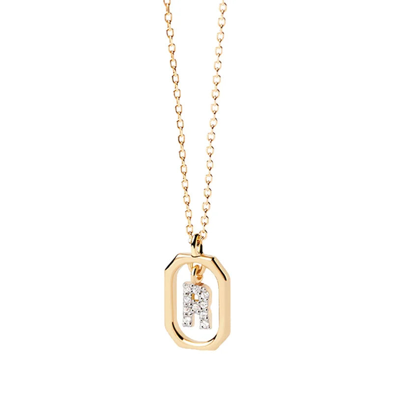 Women's necklace with hexagonal initial pendant r