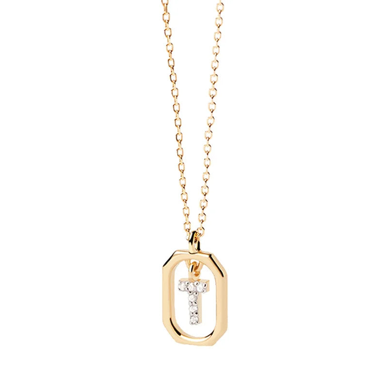 Women's necklace with hexagonal initial pendant t