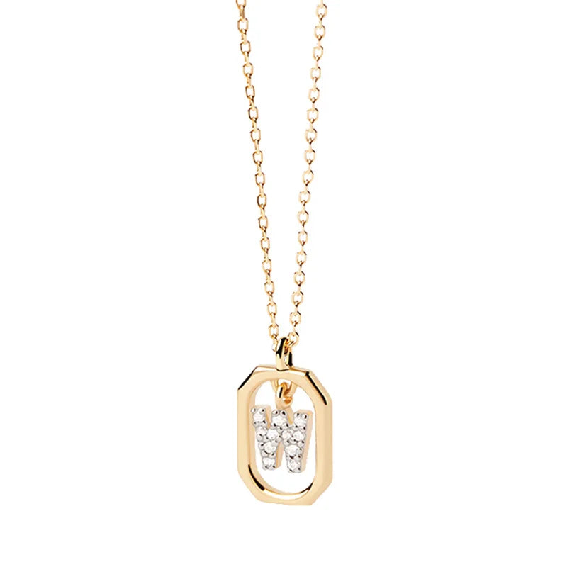 Women's necklace with hexagonal initial pendant w