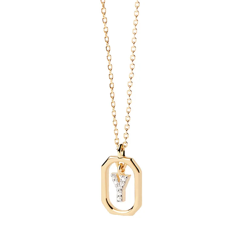 Women's necklace with hexagonal initial pendant y