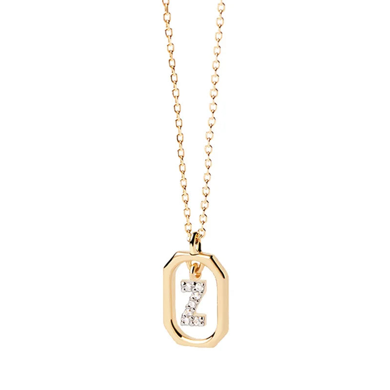 Women's necklace with hexagonal initial pendant z