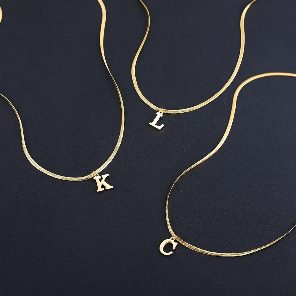 Women’s choker necklace with initial pendant