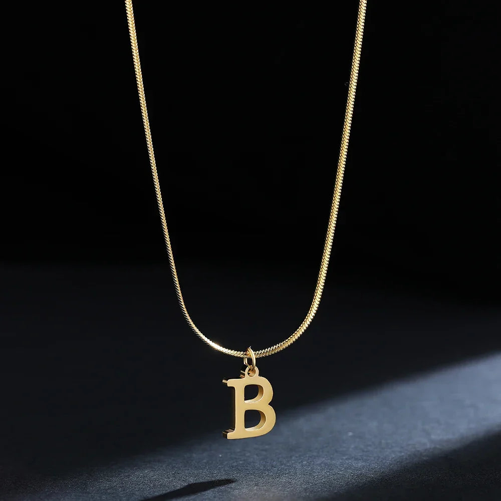 Women’s choker necklace with initial pendant b