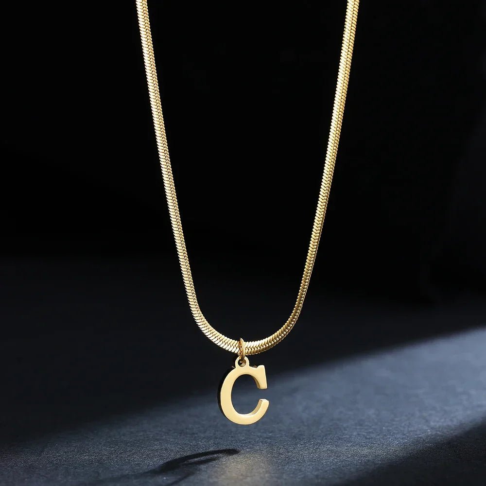Women’s choker necklace with initial pendant c