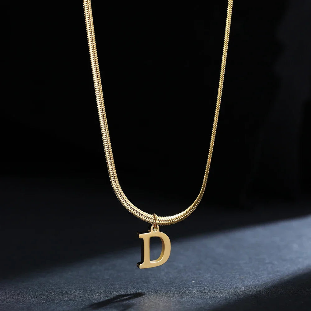 Women’s choker necklace with initial pendant d