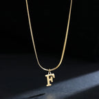 Women’s choker necklace with initial pendant f